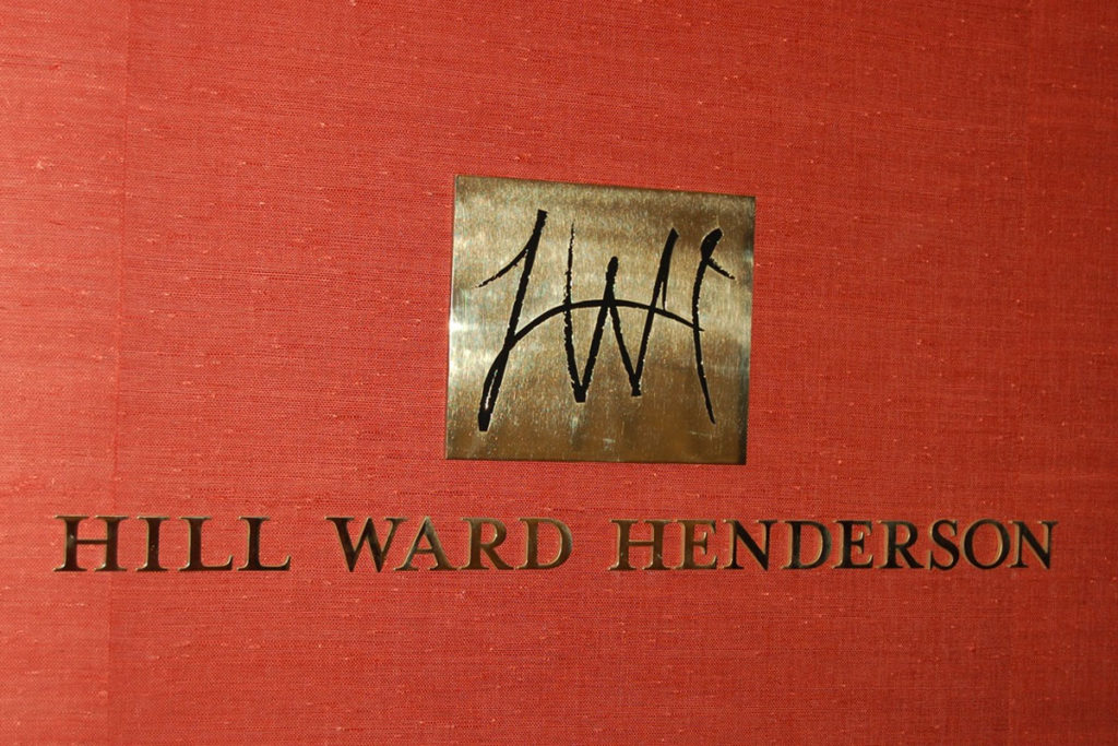 Interior Reception Area Graphics Polished Brass Letters with Etched Logo Hill Ward Henderson Tampa FL